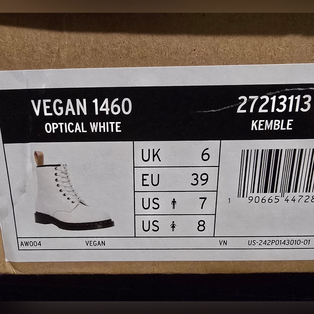 Dr. Martens Vegan 1460 White Kemble Boots - Picture 3 of 4